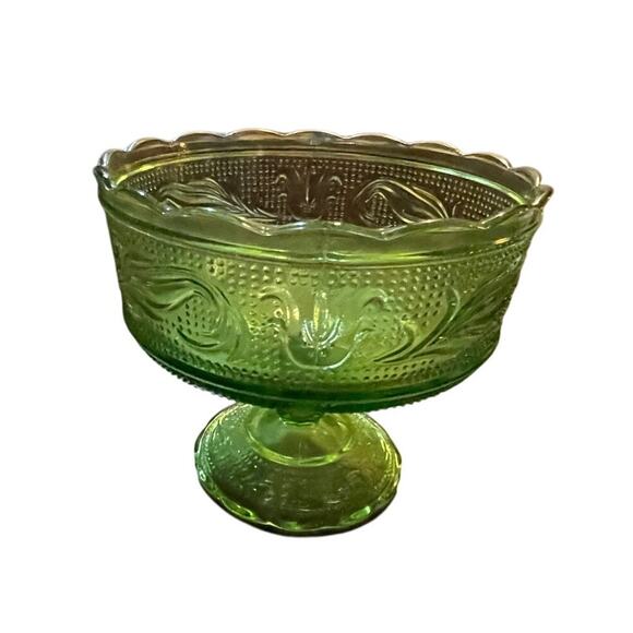 Vintage EO Brody Co USA Green Glass Candy Dish Compote M6000 Mid-century modern - Picture 2 of 5